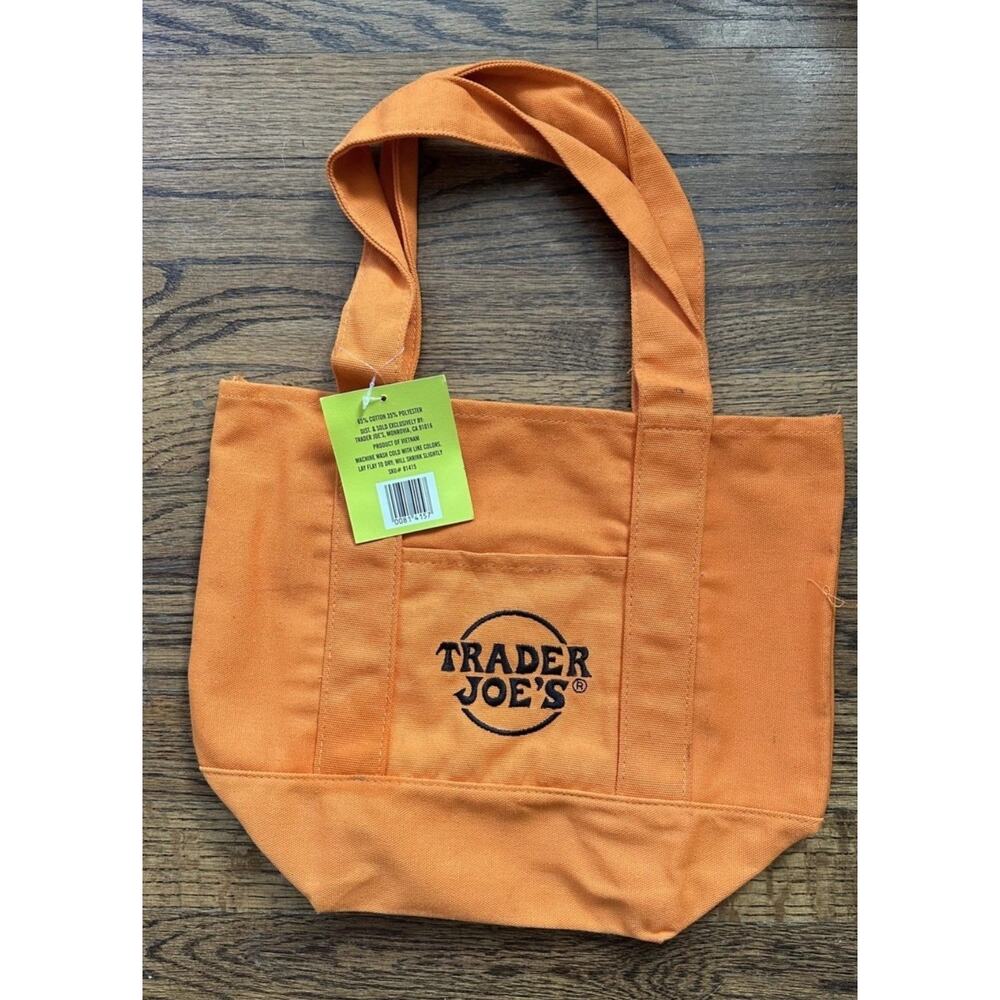 Trader Joe's Mini Canvas Tote Bag Limited Halloween Edition Orange